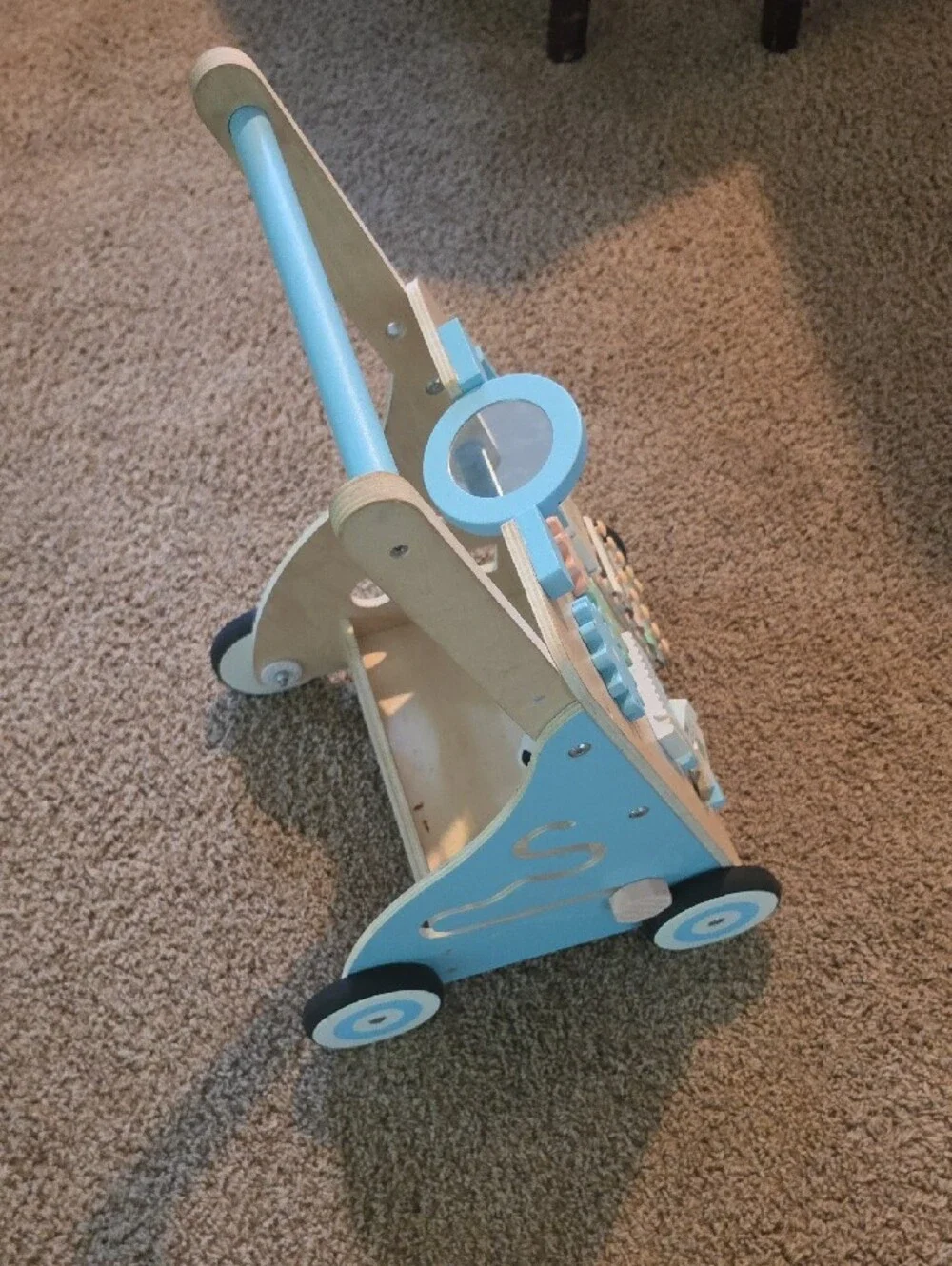 Wooden Activity Walker with Pastel Blue Accents